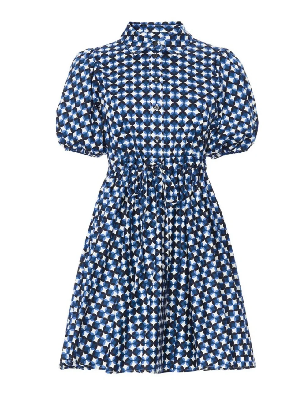 kate spade - patio tile shirtdress mini dress waist cinch puff sleeve size xxs